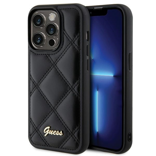 Etui Guess GUHCP15LPSQSQSK iPhone 15 Pro 6.1" czarny/black hardcase Quilted Metal Logo Case