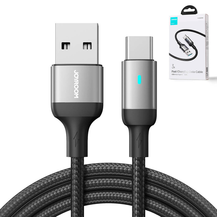 Joyroom kabel USB - USB C 3A do szybkiego ładowania i transferu danych A10 Series 1,2 m czarny (S-UC027A10)