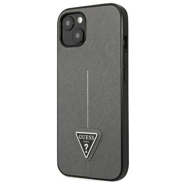 Etui GUESS Apple iPhone 13 Mini Saffiano Triangle Logo Srebrny Hardcase