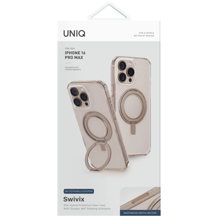 Etui UNIQ Swivix do iPhone 16 Pro Max    360 Rotating Kickstand złoty