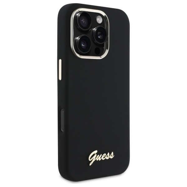 Guess GUHCP16XSMBSLK iPhone 16 Pro Max 6.9" czarny/black hardcase Silicone Script Metal Logo & Frame