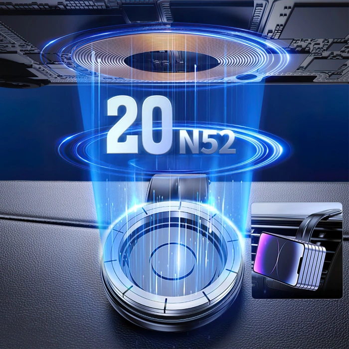 Uchwyt samochodowy Wozinsky WCZ2Y2S magnetyczny z ładowarką indukcyjną 15W MagSafe do samochodu na kokpit - czarny