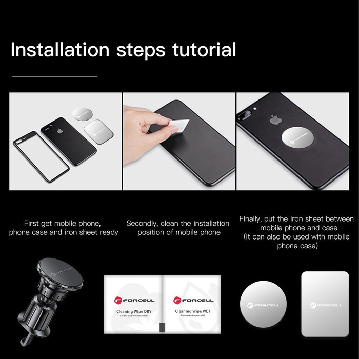 Uchwyt na telefon do samochodu magnetyczny Forcell F-Grip MagElite do kratki czarny