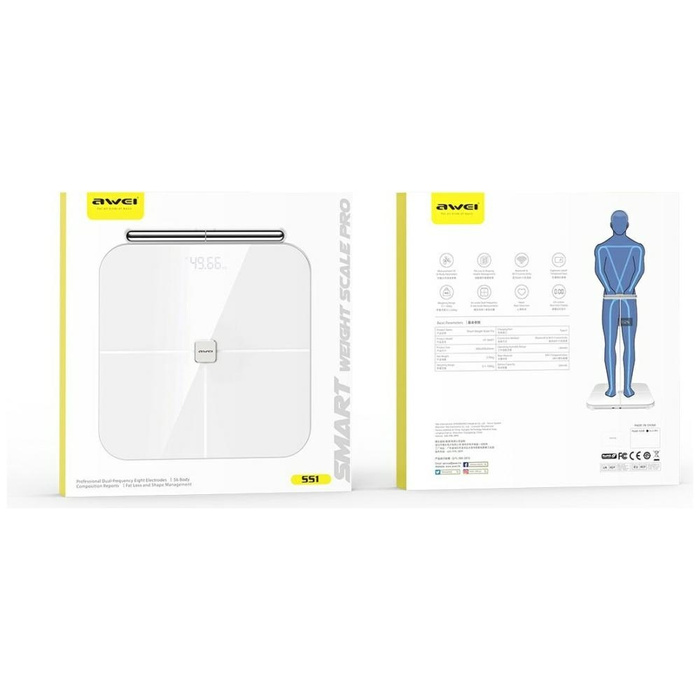 Waga do ciała AWEI SS1 wielofunkcyjna    Bluetooth 5.0 500mAh biały
