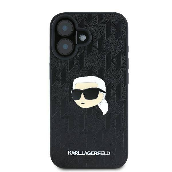 Etui Karl Lagerfeld iPhone 16 6.1" czarny/black hardcase Monogram Karl Head Pin