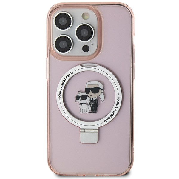 Etui Karl Lagerfeld KLHMP15XHMRSKCP iPhone 15 Pro Max 6.7" różowy/pink hardcase Ring Stand Karl&Choupettte MagSafe Case