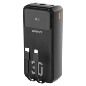 Powerbank Dudao K15MAX 30000mAh PD 22.5W z wbudowanymi kablami - czarny