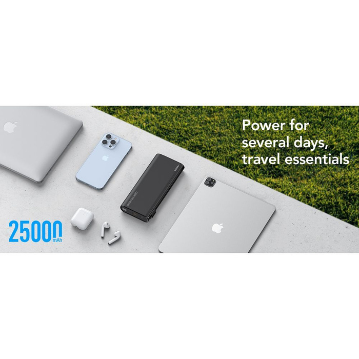 VEGER powerbank 25000 mAh z wbudowanymi kablami Typ C / Lightning PD 130W TCE130 (W2503) czarny