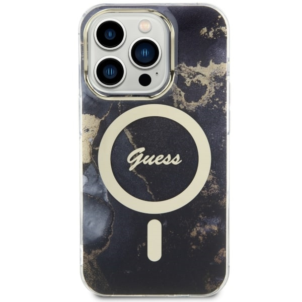 Etui Guess GUHMP14XHTMRSK iPhone 14 Pro Max 6.7" czarny/black hardcase Golden Marble MagSafe Case