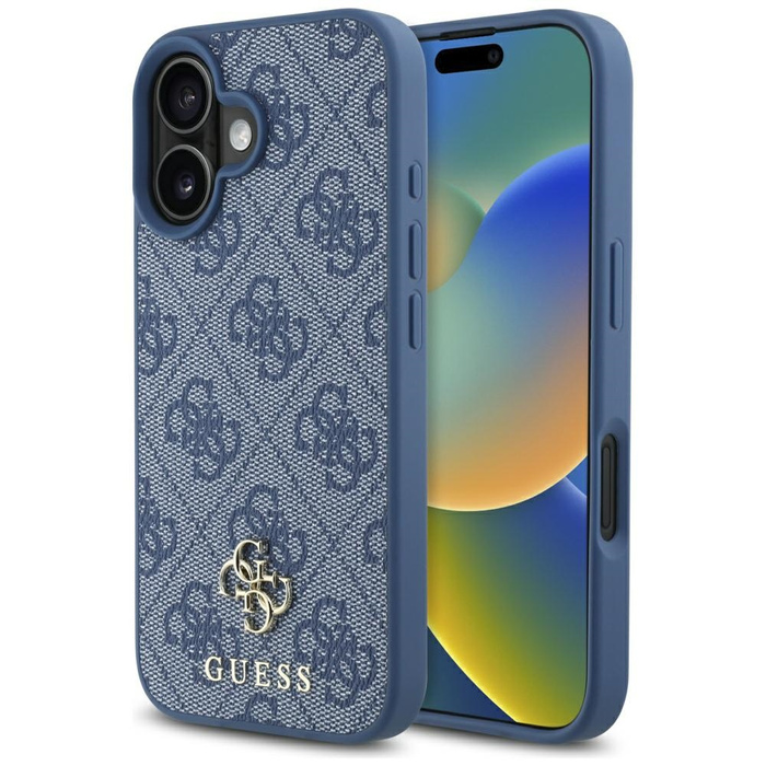 Etui Guess HC PU 4G Small 4G and Classic  do iPhone 16 MagSafe niebieski