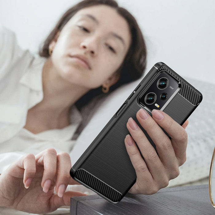 Etui Carbon Case Etui Xiaomi Poco X5 5G / Redmi Note 12 5G Elastyczny Silikonowy Karbonowy Pokrowiec Czarne Case