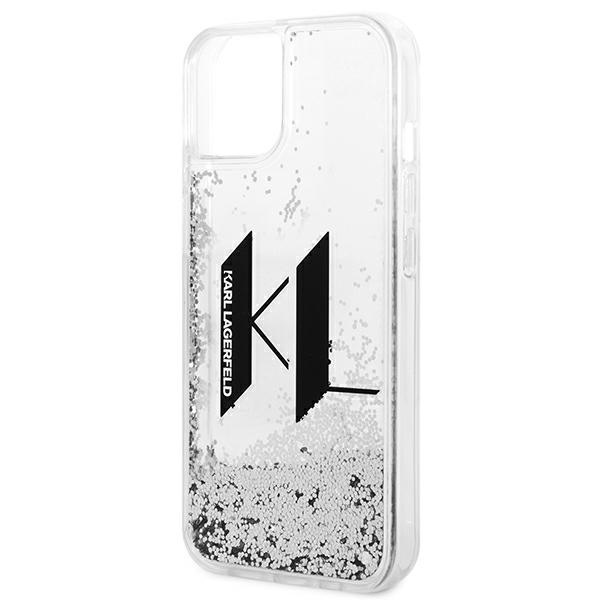 Etui KARL LAGERFELD Apple iPhone 14 Liquid Glitter Big KL Srebrny Hardcase
