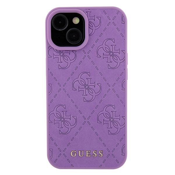 Etui Guess GUHCP15SP4EPMU iPhone 15 6.1" fioletowy/light purple hardcase Leather 4G Stamped Case