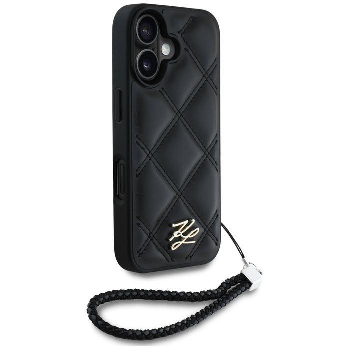 Etui Karl Lagerfeld Quilted Initial Logo & Chain Strap do iPhone 16 czarny