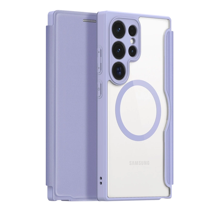 Etui Dux Ducis Skin X Pro do Samsung Galaxy S24 Ultra z magnetycznym ringiem i klapką - fioletowe