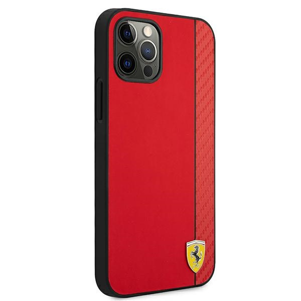 Etui FERRARI Apple iPhone 12 Pro Max On Track Carbon Stripe Czerwony Hardcase