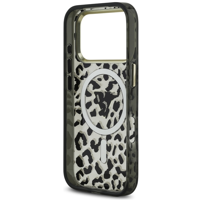 Etui Guess Leopard Glitter MagSafe do    iPhone 17 Pro Max czarny