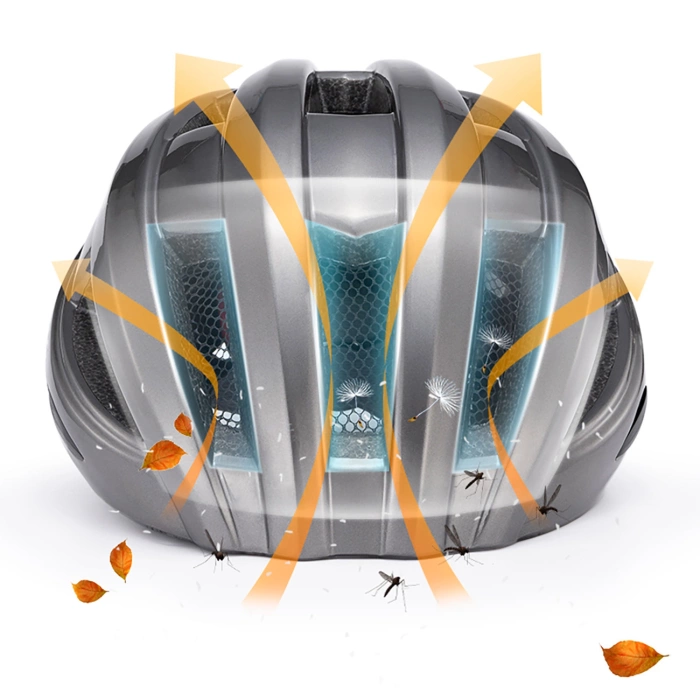 Kask rowerowy Rockbros z wbudowaną lampką - różowy