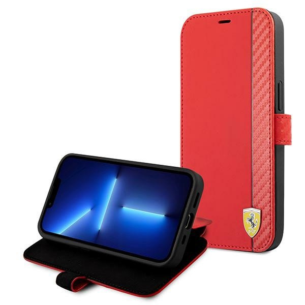 Etui FERRARI Apple iPhone 13 Mini Book On Track Carbon Stripe Czerwony Case