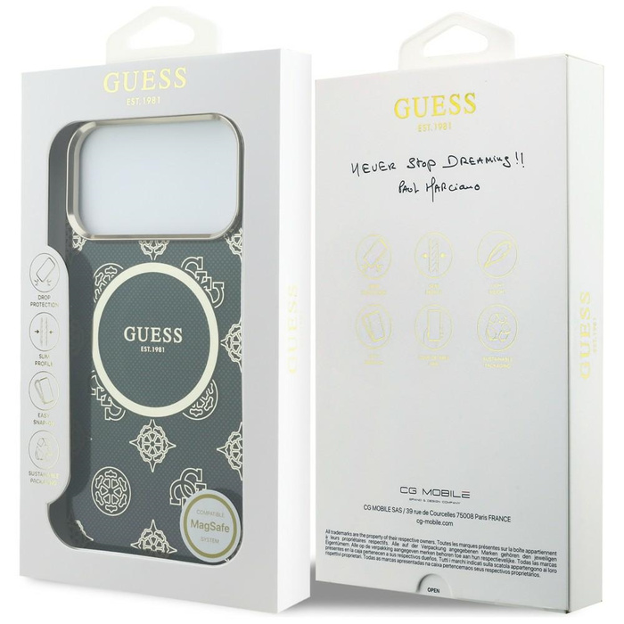 Etui Guess IML Peony Dot MagSafe do      iPhone 17 Pro Max czarny