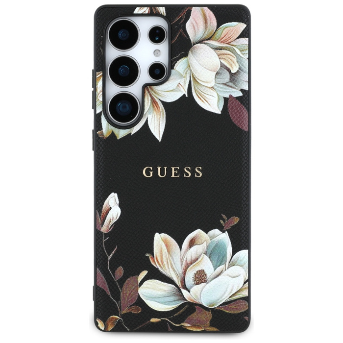 Etui Guess Grained Printed Flower         Pattern MagSafe do Samsung Galaxy S25 Ultra czarny
