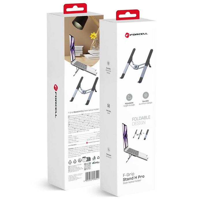 Uchwyt na laptop / tablet biurkowy składany Forcell F-Grip Fold Stand H Pro szary