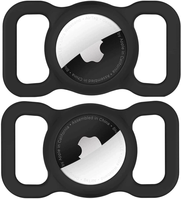 Etui na Apple AirTag silikonowe na obrożę psa lub kota - czarne