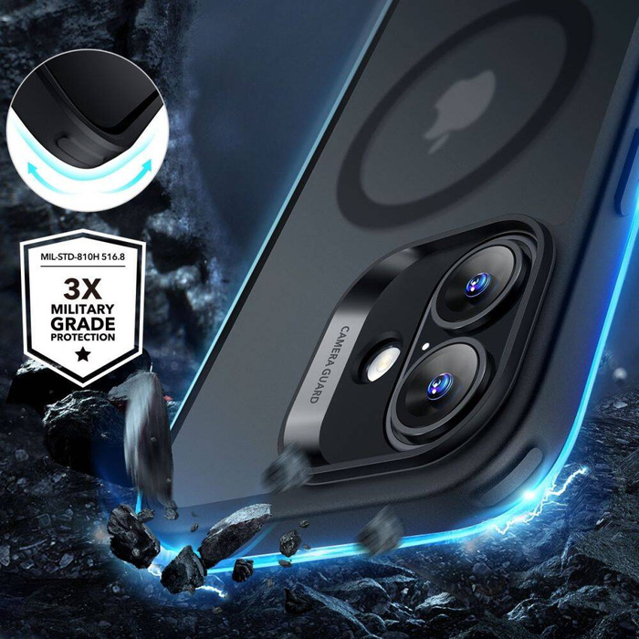 Etui ESR CLASSIC HYBRID HALOLOCK MAGSAFE & TEMPERED GLASS IPHONE 16 FROSTED BLACK