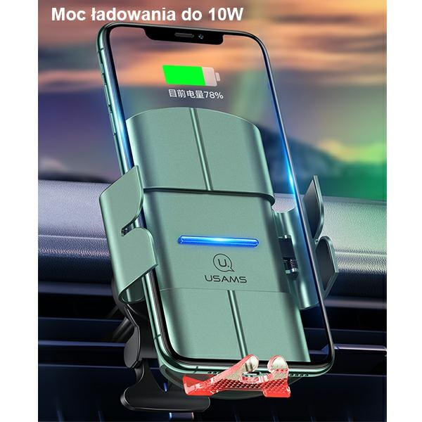 Uchwyt Indukcyjny USAMS Do Kratki Wentylacyjnej 10W Automatic Starod US-CD133 CD133ZJ02 Zielony