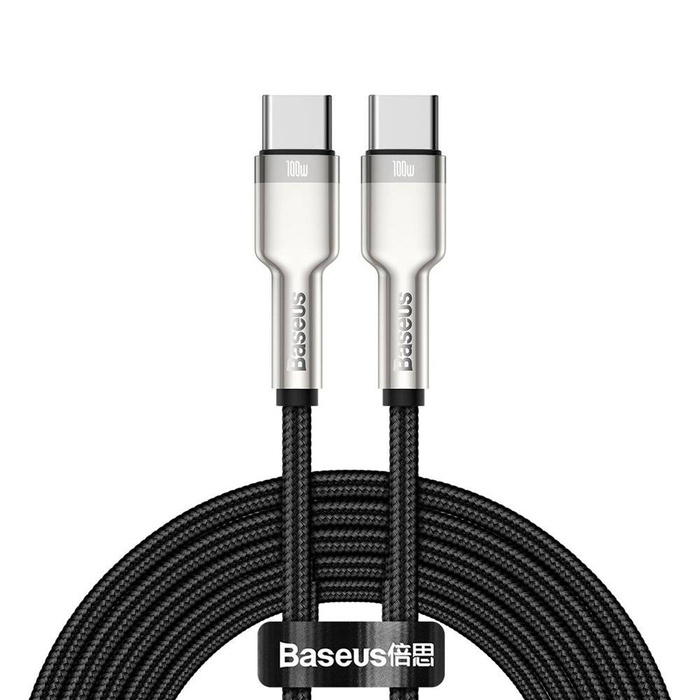 Baseus Cafule Metal Data kabel USB Typ C - USB Typ C 100 W (20 V / 5 A) Power Delivery 2 m czarny (CATJK-D01)