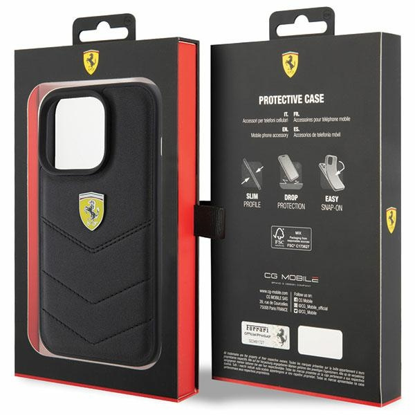 Etui Ferrari FEHCP15LRDUK iPhone 15 Pro 6.1" czarny/black hardcase Quilted Metal Logo Case