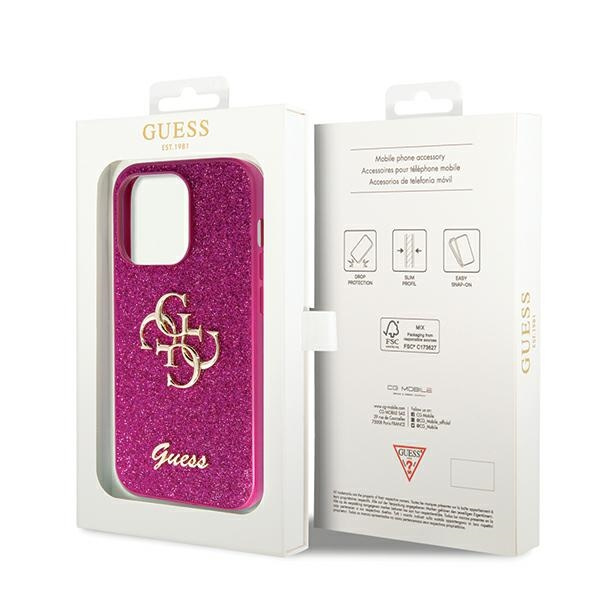Etui Guess GUHCP15XHG4SGU iPhone 15 Pro Max 6.7" fioletowy/purple hardcase Glitter Script Big 4G Case