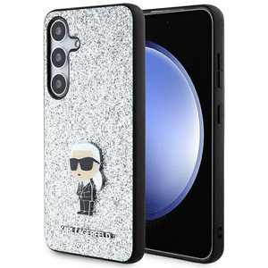 Etui Karl Lagerfeld KLHCS24SGCNPSG S24 S921 srebrny/silver hardcase Fixed Glitter Ikonik Logo Metal Pin Case