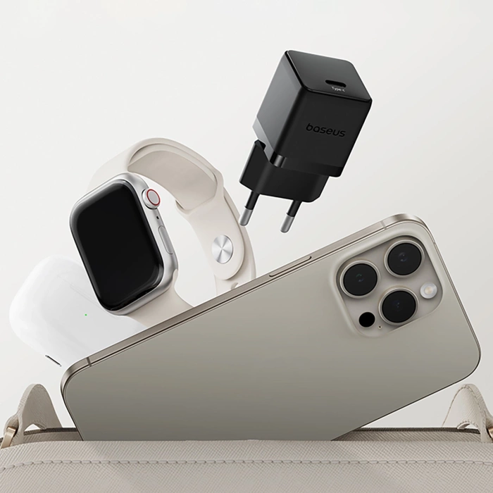 Ładowarka sieciowa Baseus Palm 1C 20W (z kablem Baseus Mini White USB-C 60W (20V/3A) 1m) - czarna