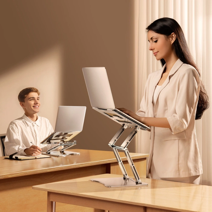 Podstawka pod laptopa Wozinsky WRS-CPY75DSS aluminiowa + Gratis! podstawka do smartfona - srebrna