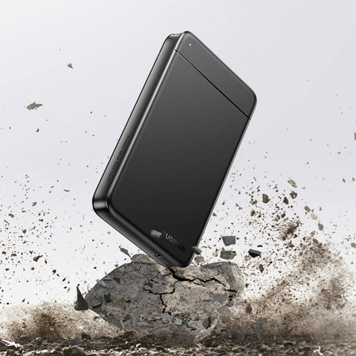 Ugreen kieszeń obudowa dysku SSD / HDD 2.5'' SATA wbudowany kabel USB-C czarny (CM352)