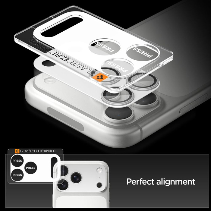 OSŁONA APARATU SPIGEN OPTIK PRO XL GLAS.TR ”EZ FIT” CAMERA PROTECTOR IPHONE 17 PRO SILVER