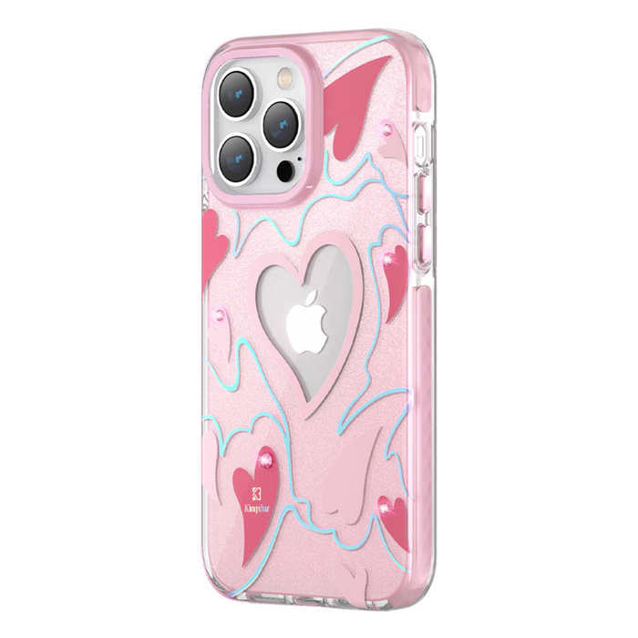 Etui Kingxbar Heart Star Series Etui iPhone 14 Pro Max Pokrowiec Obudowa Na Tył Plecki Pink Heart Case
