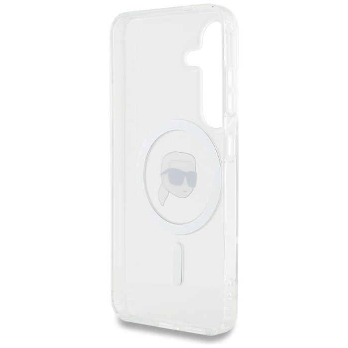 Etui Karl Lagerfeld Button Karl Head      Printed Logo MagSafe do Samsung Galaxy S25 biały