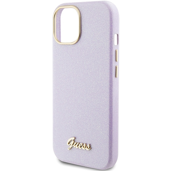 Etui Guess GUHCP15SPGMCSL iPhone 15 6.1" liliowy/lilac hardcase Glitter Glossy Script