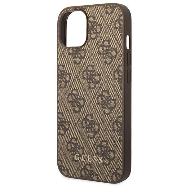 Etui GUESS Apple iPhone 14 4G Metal Gold Logo Brązowy Hardcase