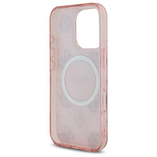 Etui Guess iPhone 16 Pro 6.3"  różowy/pink hardcase IML Peony On 4G Background MagSafe