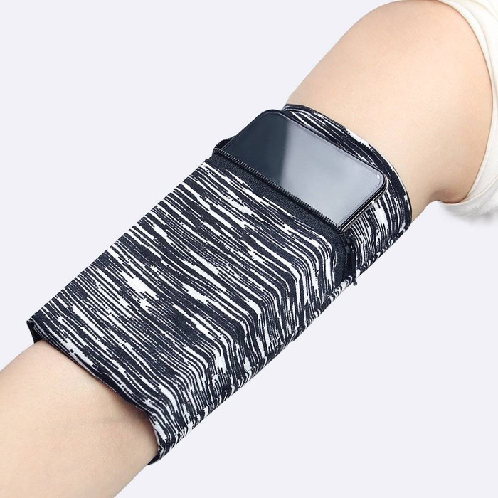 Materiałowa opaska armband na ramię do biegania fitness moro niebieski