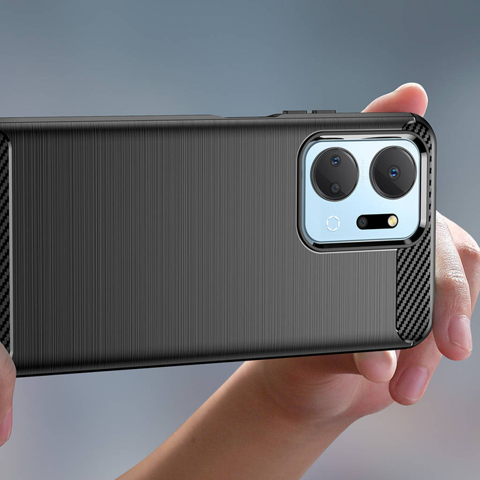 Etui Carbon Case etui do Honor Play 40 Plus / Honor X7a elastyczny silikonowy karbonowy pokrowiec czarne Case