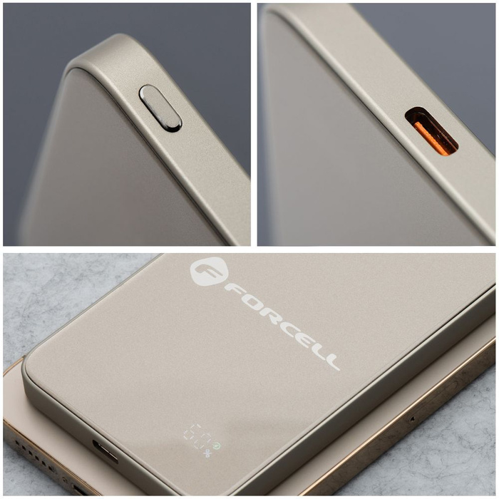 Powerbank zgodny z MagSafe Forcell F-Energy SuperSlim F5K8 QC4.0 PD3.0 15W 5000 mAh tytanowy pustynny 0INT