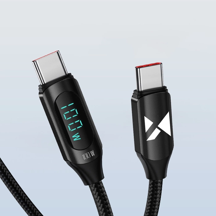 [PO ZWROCIE] Kabel USB C - USB C Wozinsky WUCCC1 z wyświetlaczem PD 100W 1m - czarny