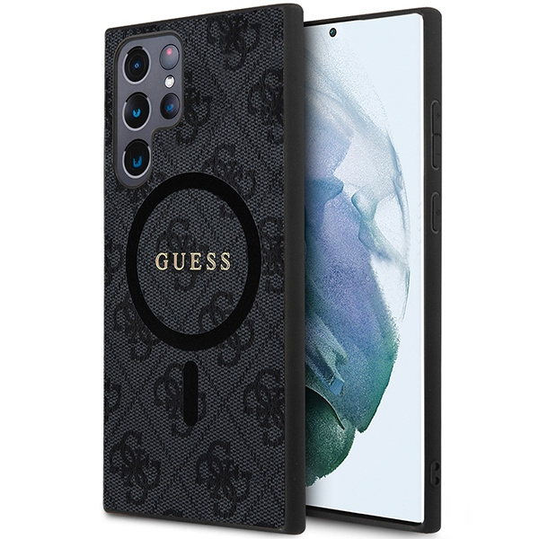 Etui Guess GUHMS24LG4GFRK Samsung Galaxy S24 Ultra S928 czarny/black hardcase 4G Collection Leather Metal Logo MagSafe Case