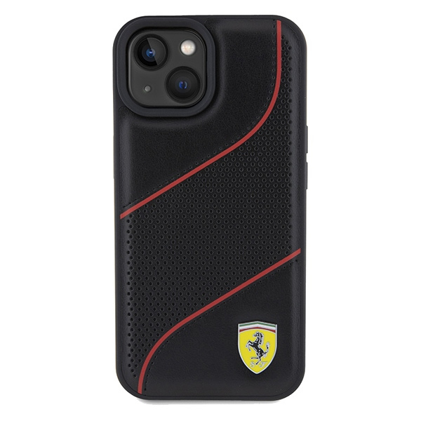Etui Ferrari FEHCP15SPWAK iPhone 15 / 14 / 13 6.1" czarny/black hardcase Perforated Waves Metal Logo Case