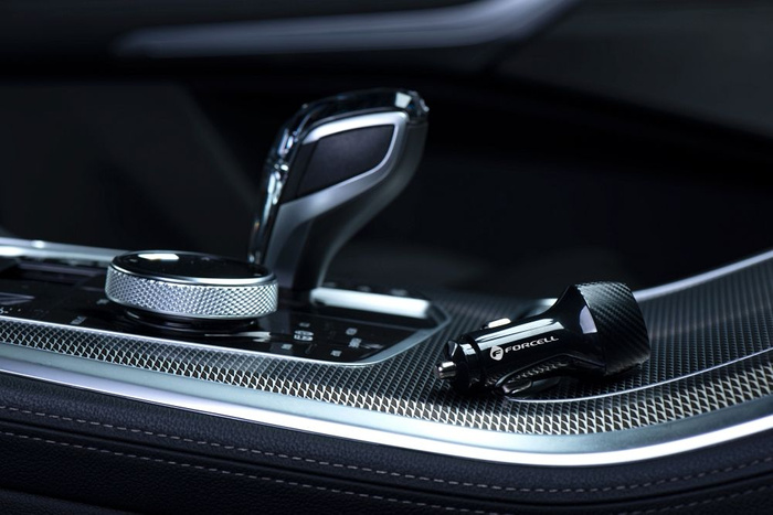 FORCELL F-ENERGY Carbon CC50-2C ładowarka samochodowa 2 x Typ C PD 3A 40W czarna