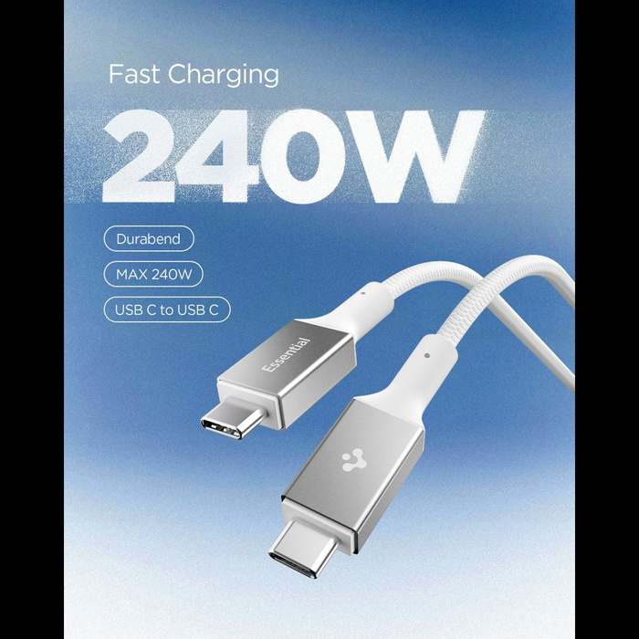 KABEL USB-C SPIGEN EB24015CC ESSENTIAL 240W 150CM BIAŁY